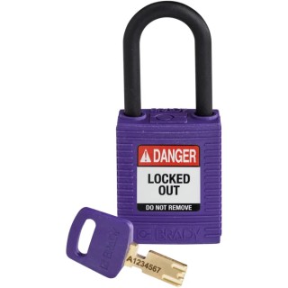 Brady Purple Padlock Nylon Plastic 6.35 mm Shackle Diameter, 38.1 mm Shackle Length 150272