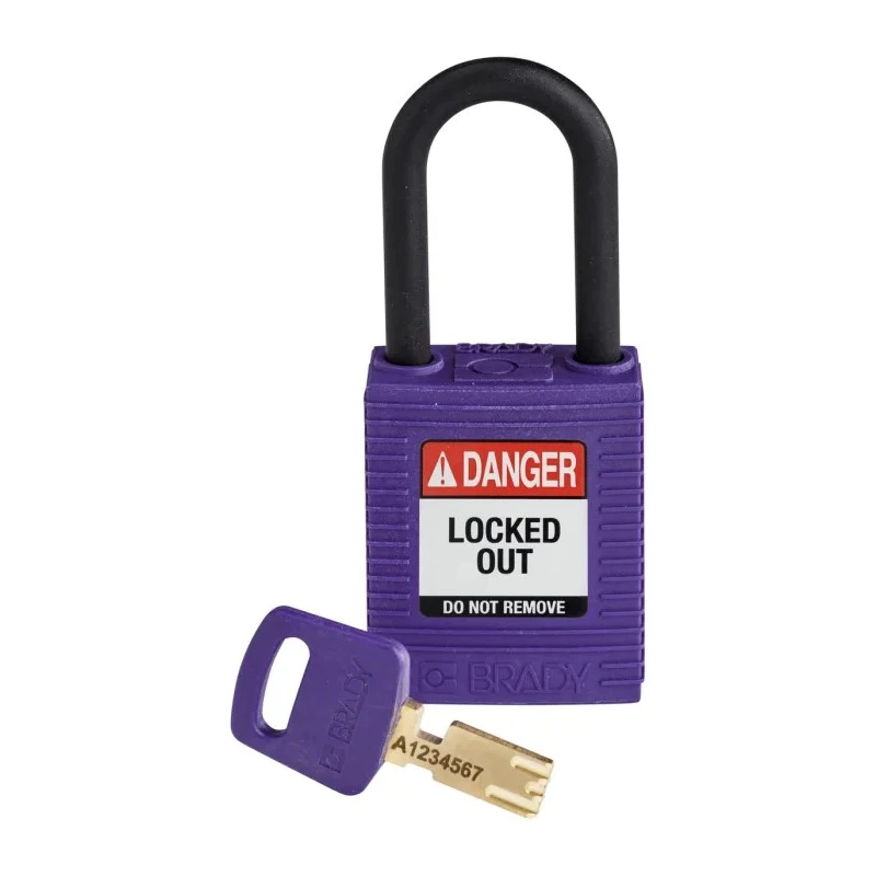 Brady Purple Padlock Nylon Plastic 6.35 mm Shackle Diameter, 38.1 mm Shackle Length 150272