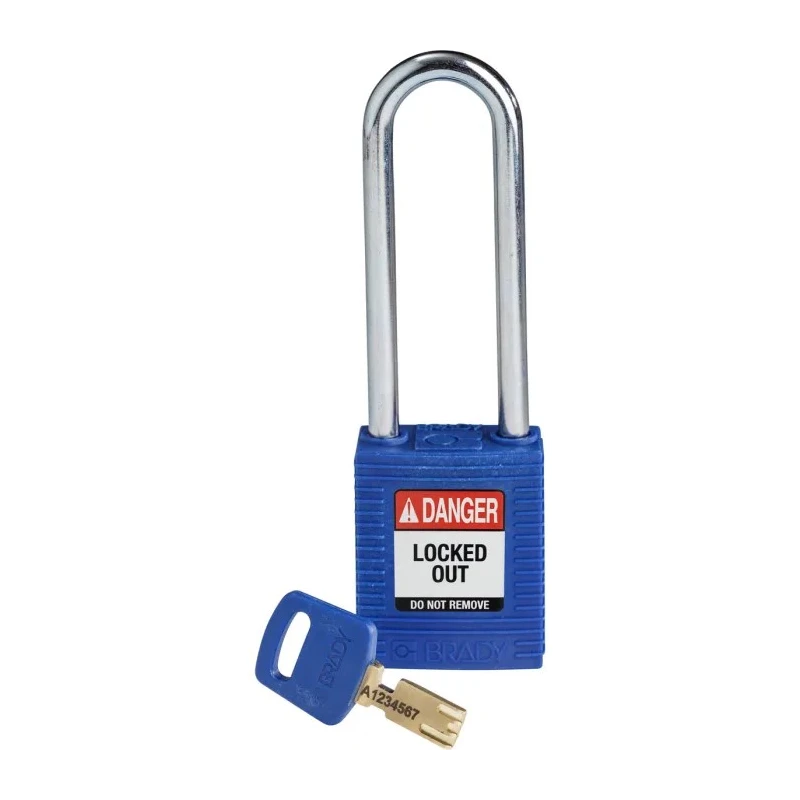 Brady Blue Nylon and Steel Padlock, ANSI Standard, Shackle Diameter 6.35 mm, Shackle Length 76.2 mm 150249