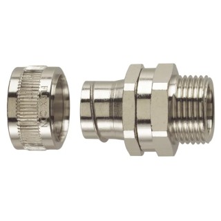 Flexicon Nickel Plated Brass Conduit Fitting 25 mm Nominal Size M25 Thread IP40 FU25-M25-S