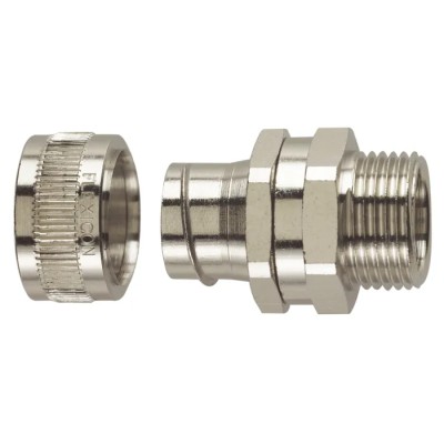 Flexicon Nickel Plated Brass Conduit Fitting 25 mm Nominal Size M25 Thread IP40 FU25-M25-S