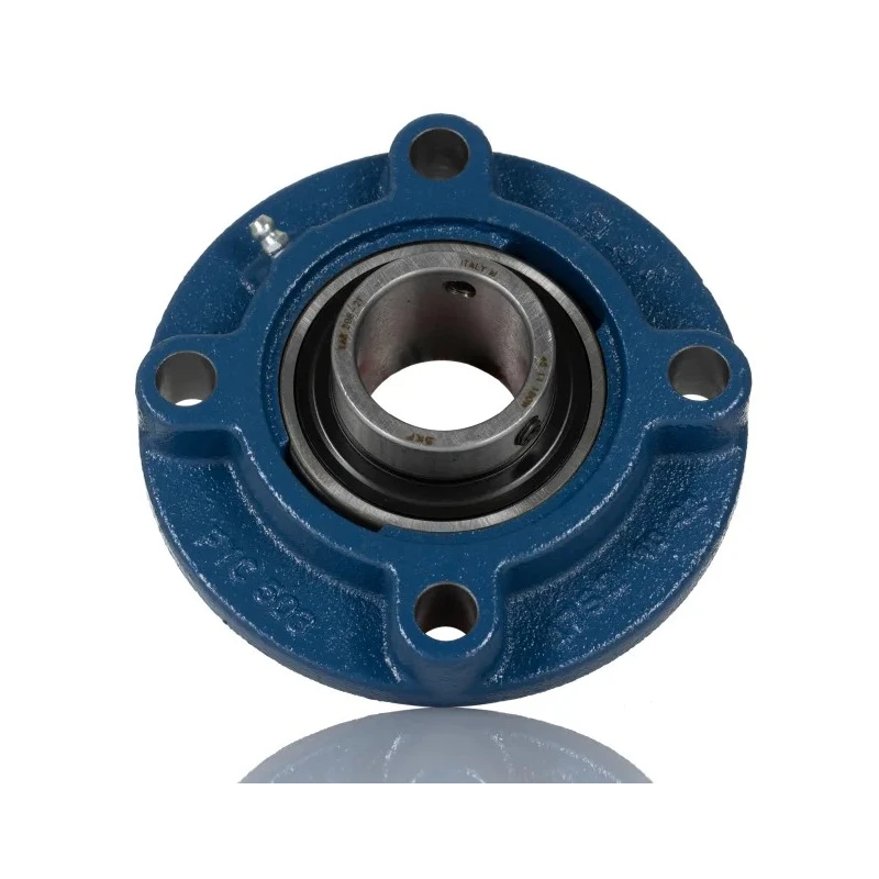 SKF Flange Bearing Unit, 4 Hole Cylindrical Bore, 40 mm ID, Steel Cast Iron Housing, Set Screw Locking, 4800 rpm FYC 40 TF