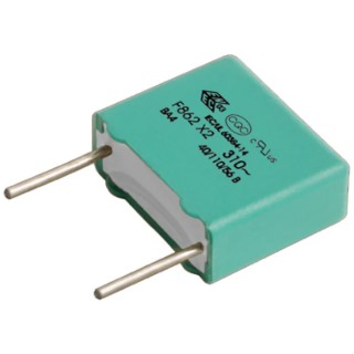 KEMET F862 Film Capacitor X2, ±10% Tolerance, 470 nF Capacitive Value, 310 V DC / 310 V AC Through Hole F862DO474K310ZLH0J