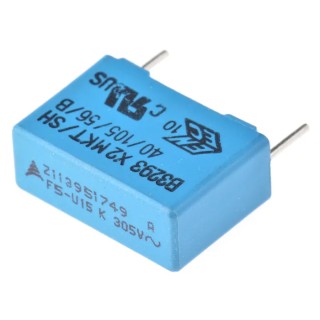 TDK B3293 Film Capacitor 150 nF 305V AC 305V DC Through Hole 2 Pin Pitch 15mm B32932A3154K000