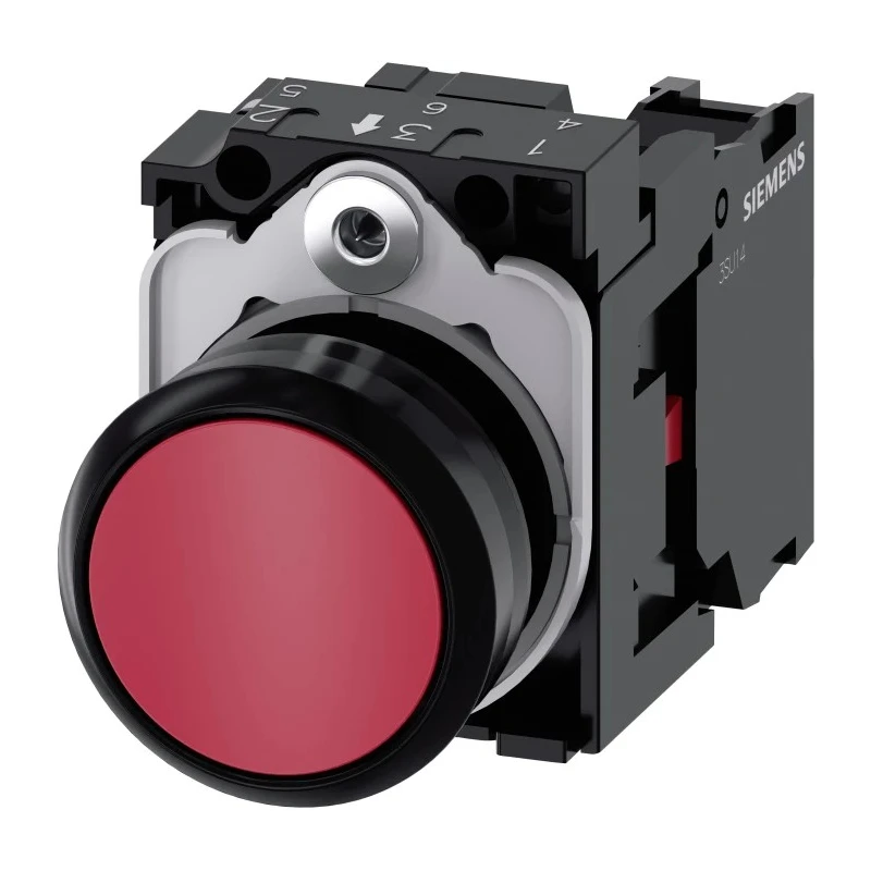 Siemens SIRIUS ACT 3SU11 Series Push Button Switch Panel Mount 22 mm Cutout Red SPST IP66 IP67 IP69K 3SU1100-0AB20-1CA0