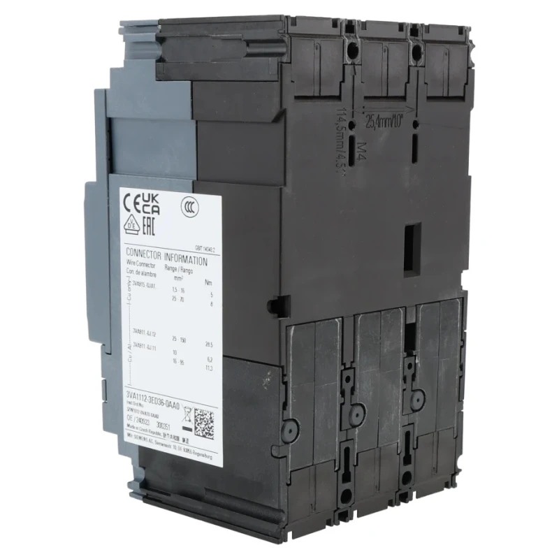 Siemens SENTRON Molded Case Circuit Breaker 3-Pole 125A 25kA Breaking Capacity Fixed Mount 3VA1112-3ED36-0AA0