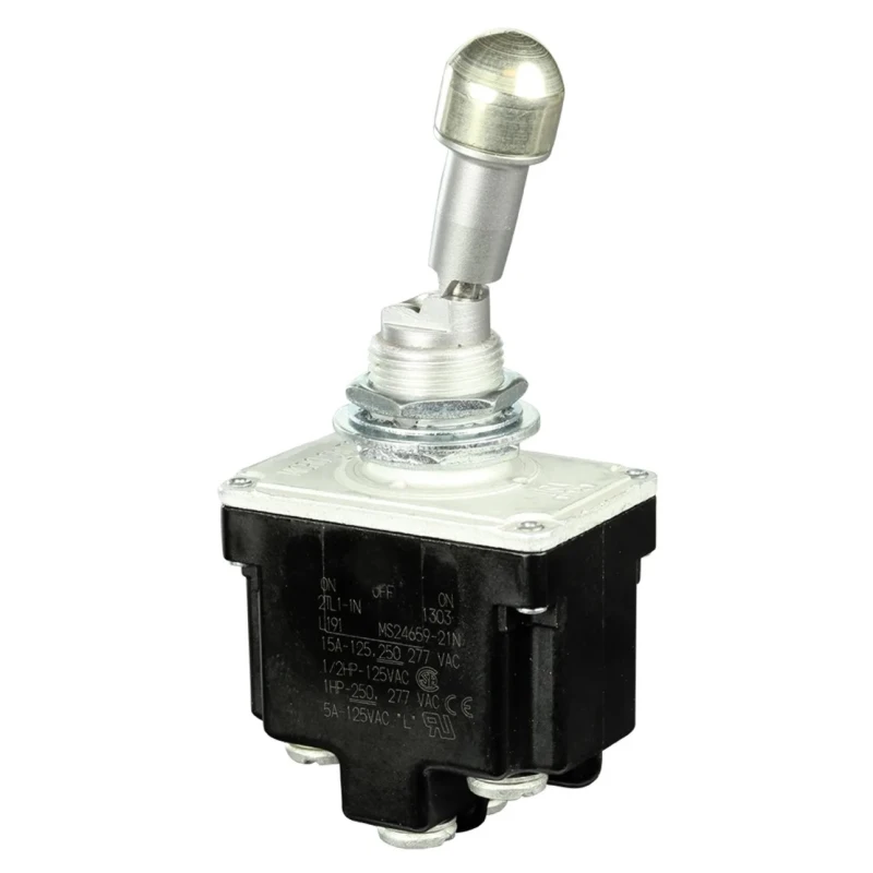 Honeywell Technologies Toggle Switch 20A DPDT Latching Screw Terminal Bushing Mount 28V dc 125V ac 2TL1-1N