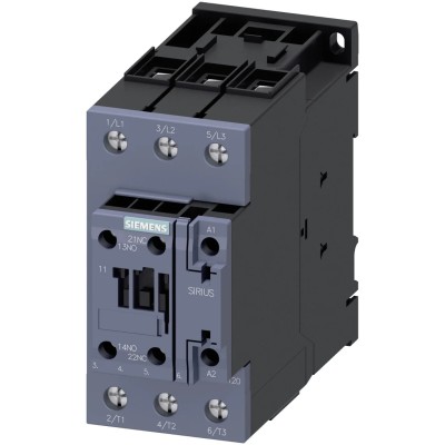 Siemens 3RT2 Contactor 24V AC/DC Coil 3-Pole 65A 30 kW 3 NO 400V AC 3RT2037-1NB30