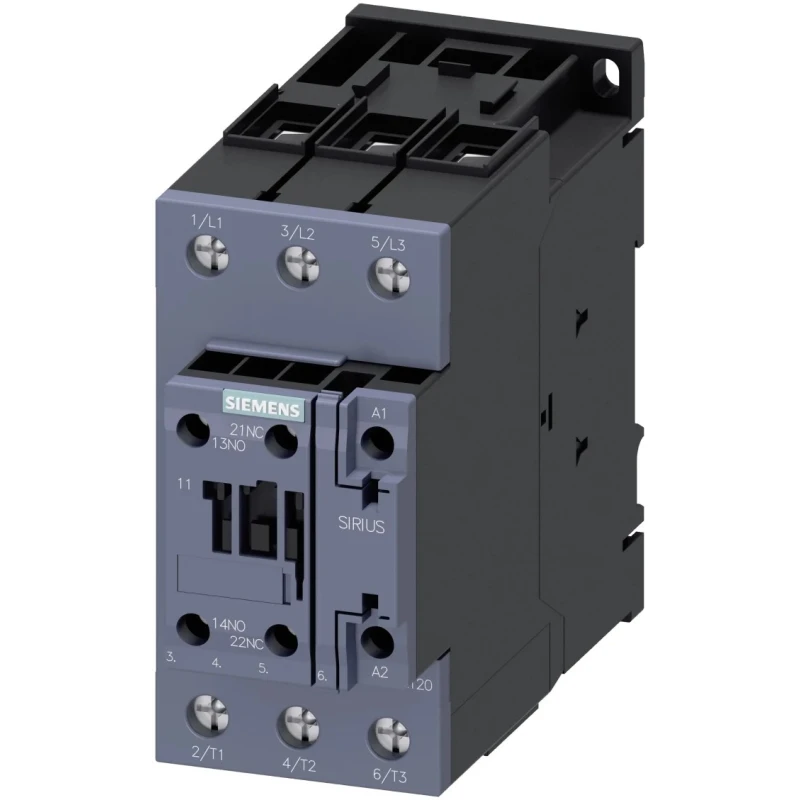 Siemens 3RT2 Contactor 24V AC/DC Coil 3-Pole 65A 30 kW 3 NO 400V AC 3RT2037-1NB30