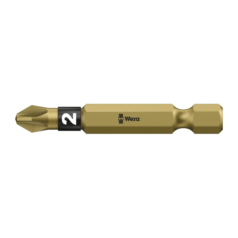 Wera Screwdriver Bit 1/4 in Hex Drive PZ2 Size, 50 mm Overall Length Model 05059912001