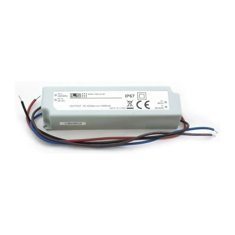 Intelligent LED Solutions IP67 Single Output 60W Constant Current LED Driver, 110V, 40V, 1.2A 