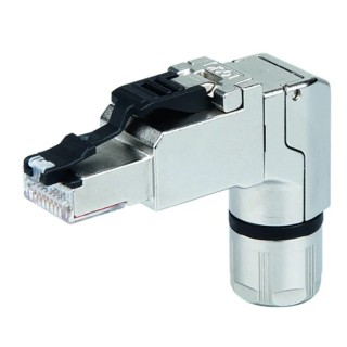 Dexlan J00026A Series Connector Male, Cable Mount, Cat6a Shielded Right Angle 1 Port 4 Way RJ45