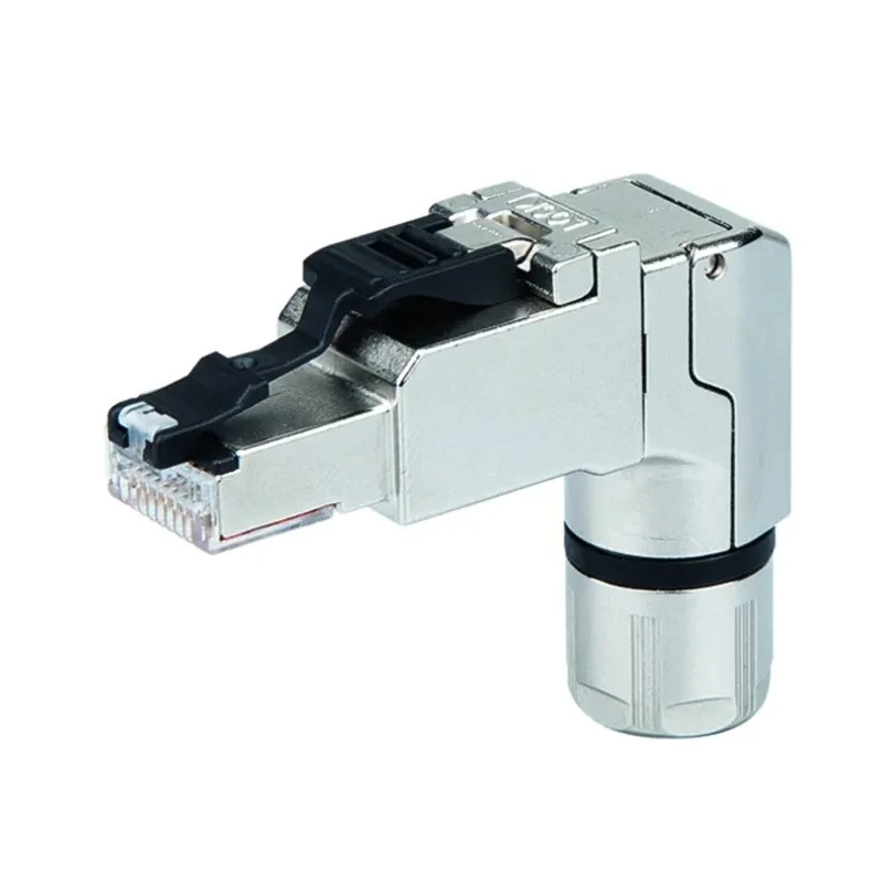 Dexlan J00026A Series Connector Male, Cable Mount, Cat6a Shielded Right Angle 1 Port 4 Way RJ45