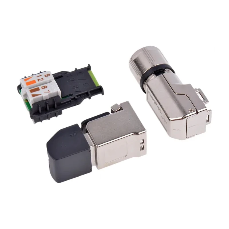 Dexlan J00026A Series Connector Male, Cable Mount, Cat6a Shielded Right Angle 1 Port 4 Way RJ45