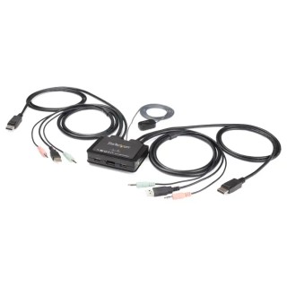 StarTech.com 2 Port USB DisplayPort KVM Switch with 1 Display Support, 3.5 mm Stereo Audio, 3840 x 2160 pixel SV211DPUA4K