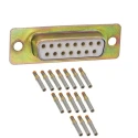 Amphenol India 15 Way Straight 2.77 mm Pitch Panel Mount D-Sub Connector with 4 to 40 Screw Lock Female M24308/2-2F