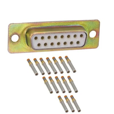 Amphenol India 15 Way Straight 2.77 mm Pitch Panel Mount D-Sub Connector with 4 to 40 Screw Lock Female M24308/2-2F