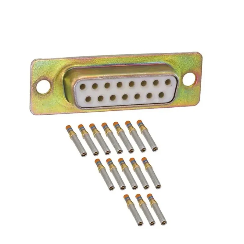 Amphenol India 15 Way Straight 2.77 mm Pitch Panel Mount D-Sub Connector with 4 to 40 Screw Lock Female M24308/2-2F