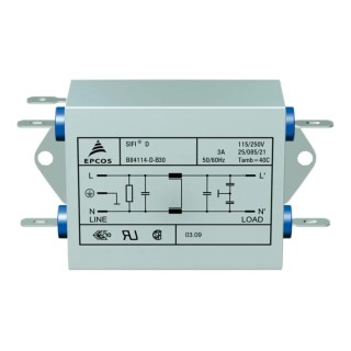 TDK Flange EMC Filter Tab 1 Phase 10A 250V AC 50Hz 60Hz B84114D0000B110