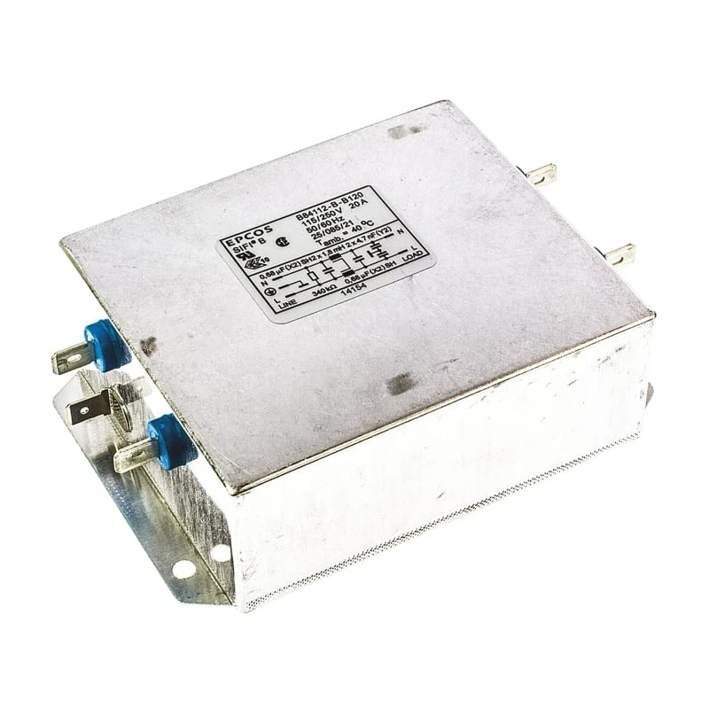 TDK Chassis Mount EMC Filter 20 A 250V AC 50Hz/60Hz Single Phase Tab Termination B84112B0000B120