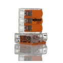 WAGO 221 Series Lever Connector, 3-Way, 12AWG to 24AWG Wire, 32A Current, 450V Voltage, Spring Cage Termination 221-413