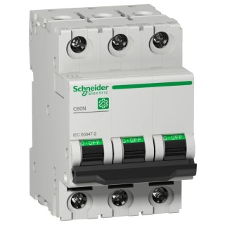 Schneider Electric Multi9 C60N Miniature Circuit Breaker, 3-Pole, 6A, Type C, 125V DC, 10kA Breaking Capacity M9F11306