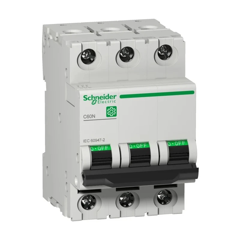 Schneider Electric Multi9 C60N Miniature Circuit Breaker, 3-Pole, 6A, Type C, 125V DC, 10kA Breaking Capacity M9F11306