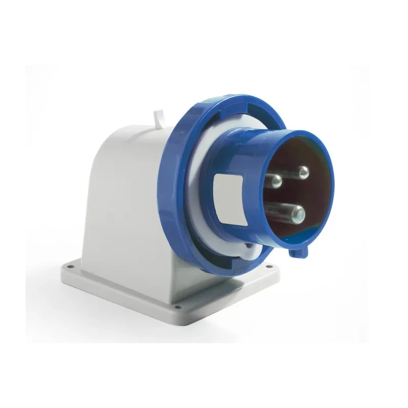 RS PRO Blue Wall Mount Straight Industrial Power Connector 16A 200-250V IP67 IP67