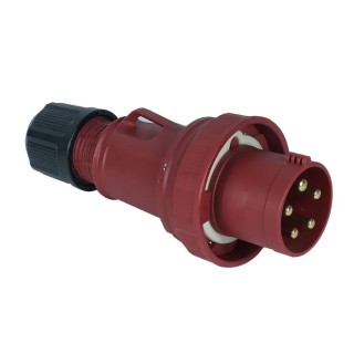 RS PRO Industrial Power Connector Red Cable Mount Straight, Rated 63A, 380V, 415V IP67 IP Rating IP67