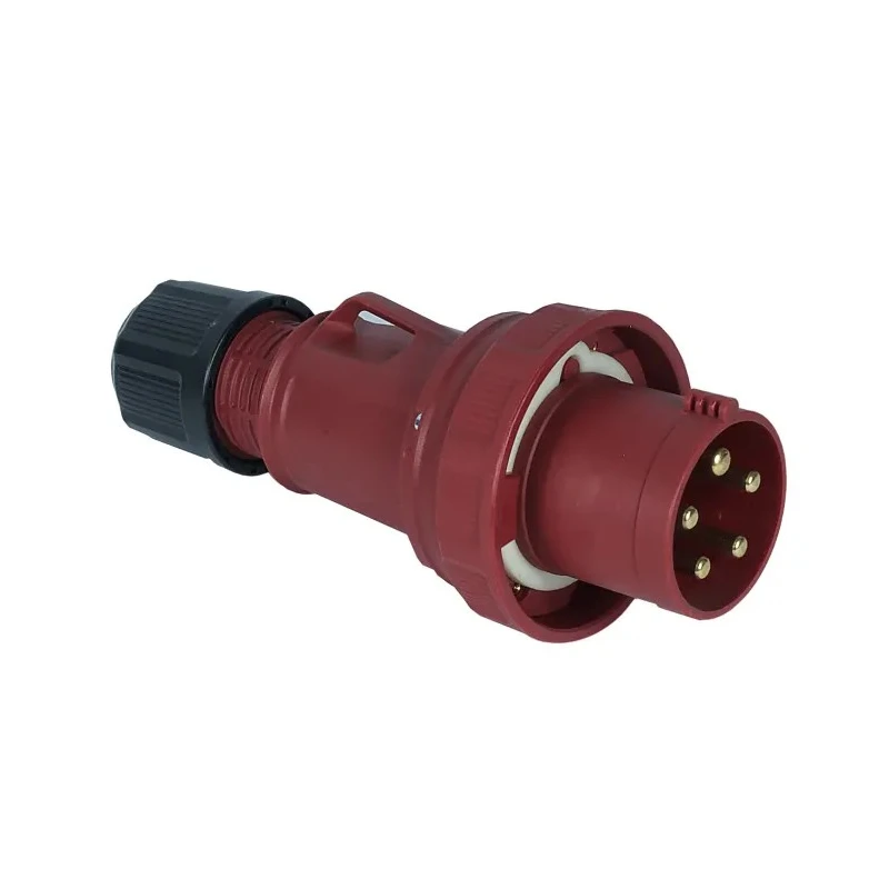RS PRO Industrial Power Connector Red Cable Mount Straight, Rated 63A, 380V, 415V IP67 IP Rating IP67
