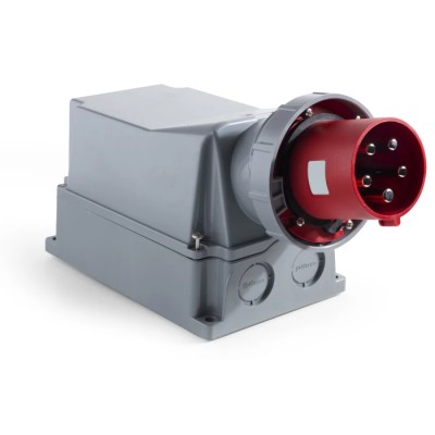 RS PRO Industrial Power Connector IP67 Red Wall Mount Straight 125A 380V 415V IP67