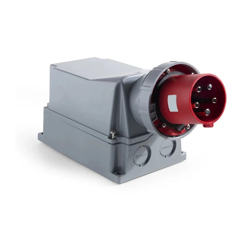 RS PRO Industrial Power Connector IP67 Red Wall Mount Straight 125A 380V 415V IP67