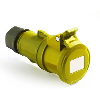RS PRO Industrial Power Connector Rated at 32A 130V IP44 Yellow Cable Mount 2P+T IP44
