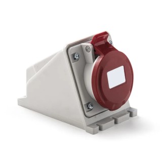 RS PRO Wall Mount Industrial Power Connector 3P+T 32A 415V Polyamide 6 IP44 Red IP44
