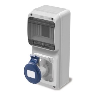 RS PRO Industrial Power Connector IP44 Grey Wall Mount Straight 16A 230V IP44