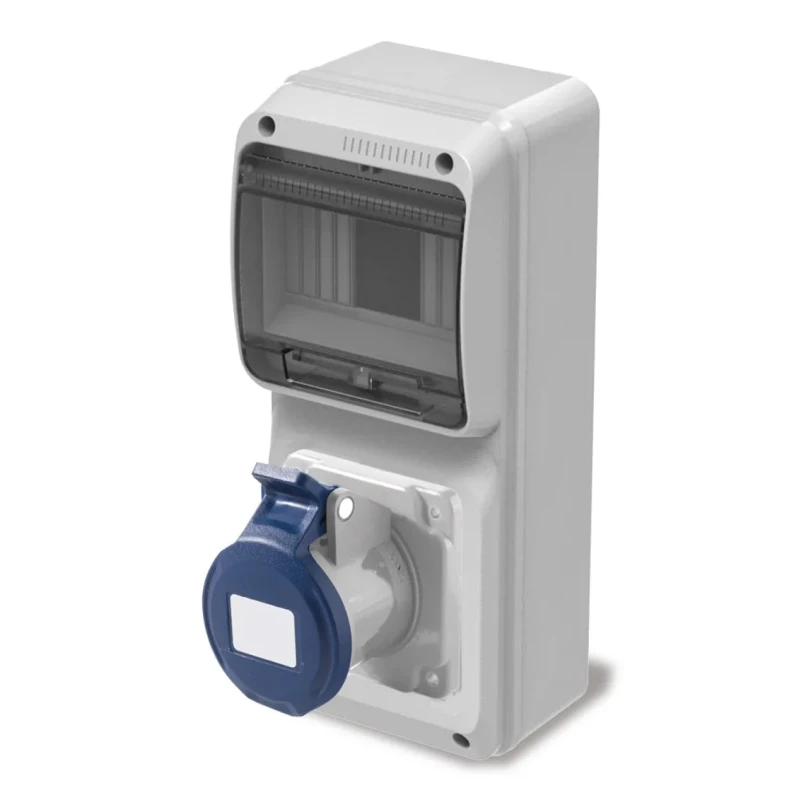 RS PRO Industrial Power Connector IP44 Grey Wall Mount Straight 16A 230V IP44