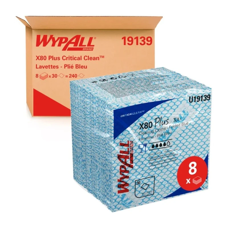 WYPALL X80 Plus Critical Clean™ Blue Cloths for Industrial Cleaning Dry Use 355 x 335 mm Model 19139