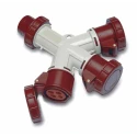 RS PRO Industrial Power Connector Adapter Rated At 32A 400V IP67 Red 3P+T IP67
