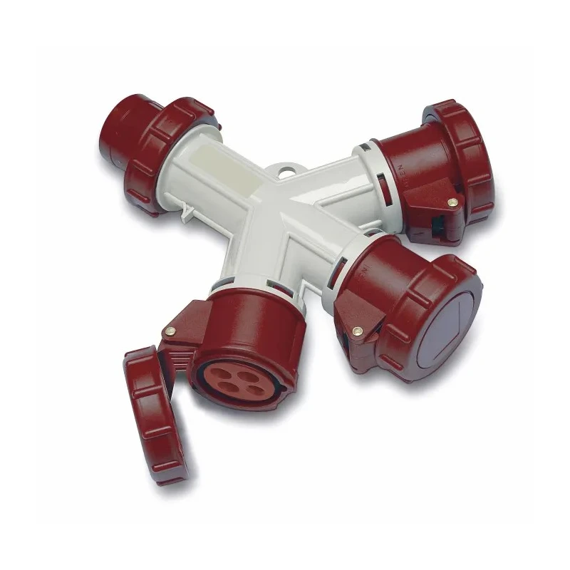RS PRO Industrial Power Connector Adapter Rated At 32A 400V IP67 Red 3P+T IP67