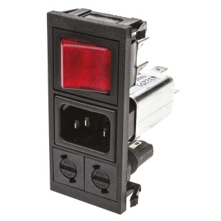 Bulgin IEC Filter 250 V AC 10 A Snap-In Male 2 Pole 2 Fuse BZV03/A0620/06