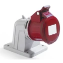 RS PRO Industrial Power Connector Panel Mount 3P+T Rated at 32A 415V IP44 Red IP44