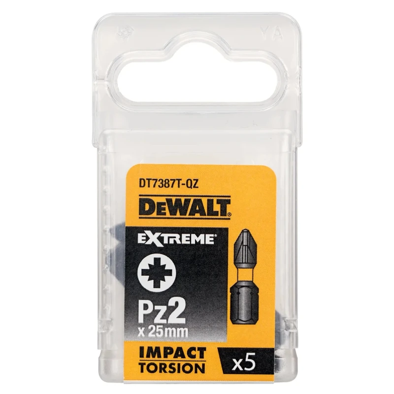 DeWALT Impact Torsion Screwdriver Bit Set 5-Piece with PZ2 25mm, Hardened Hex Shank DT7387T-QZ