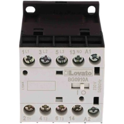 Lovato BG Contactor 3-Pole, 9 A Contact Current, 4 kW Power Rating, 230V AC Coil, 600V AC Contact Voltage 11BG0910A230