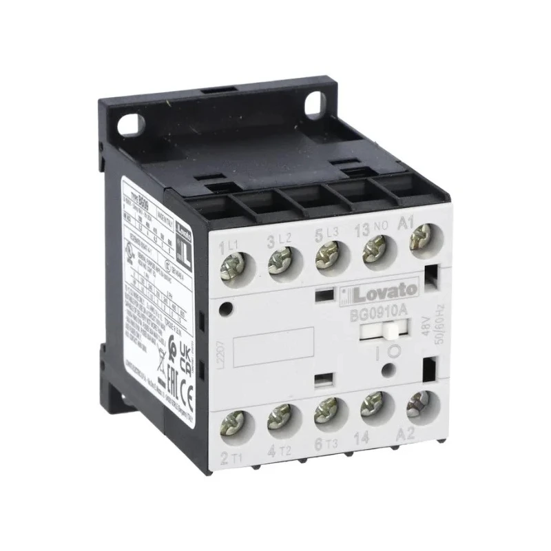 Lovato BG Contactor 3-Pole, 9 A Contact Current, 4 kW Power Rating, 230V AC Coil, 600V AC Contact Voltage 11BG0910A230