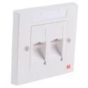 Molex CES White Telephone Socket 2 RJ45 Punch Down 2 Gang 22-28 AWG CAT 5e Angled Faceplates 214-9753