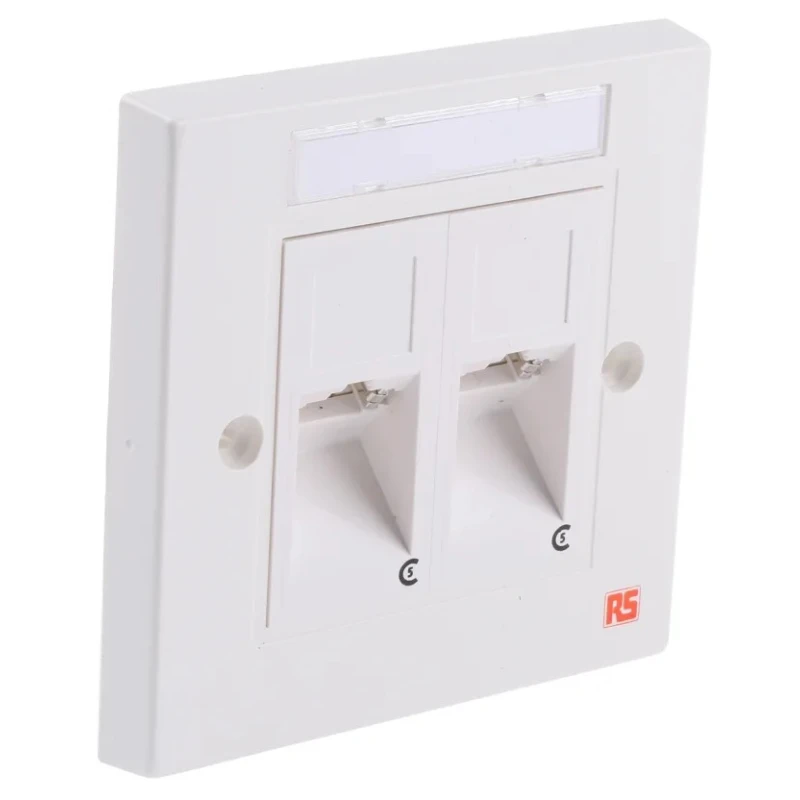 Molex CES White Telephone Socket 2 RJ45 Punch Down 2 Gang 22-28 AWG CAT 5e Angled Faceplates 214-9753