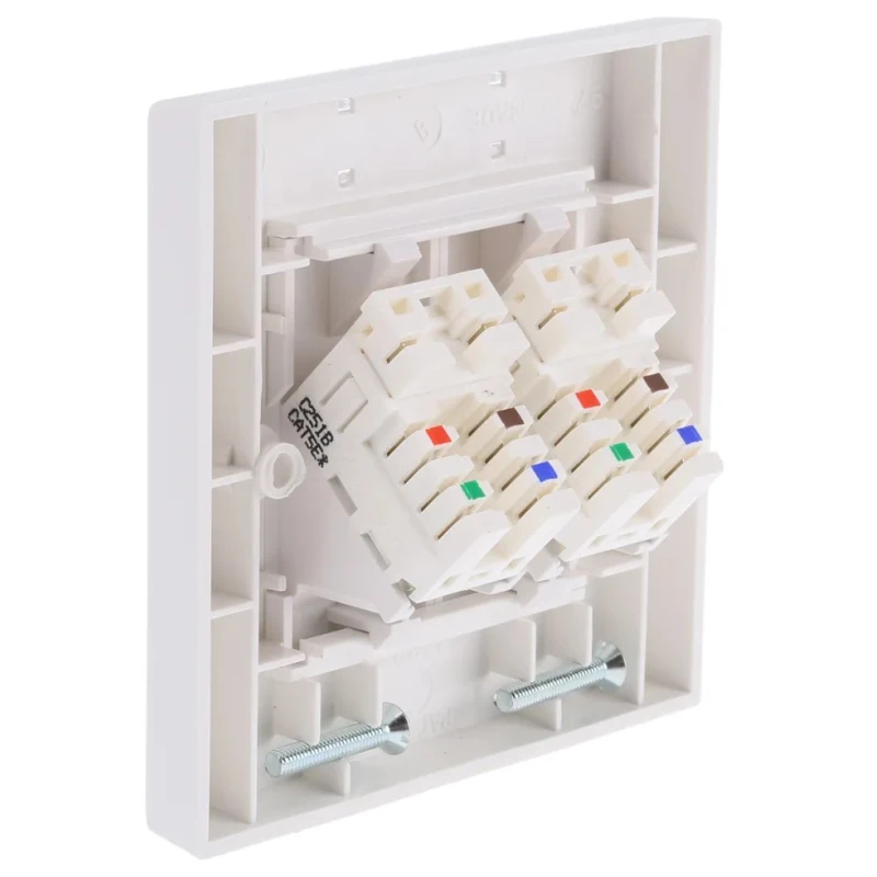 Molex CES White Telephone Socket 2 RJ45 Punch Down 2 Gang 22-28 AWG CAT 5e Angled Faceplates 214-9753