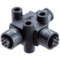Amphenol Industrial T Circular Connector Adapter 4 Female 4 Male 300V 5A LTW X-Lok Series AB-AD-040404-FFM-TQ001