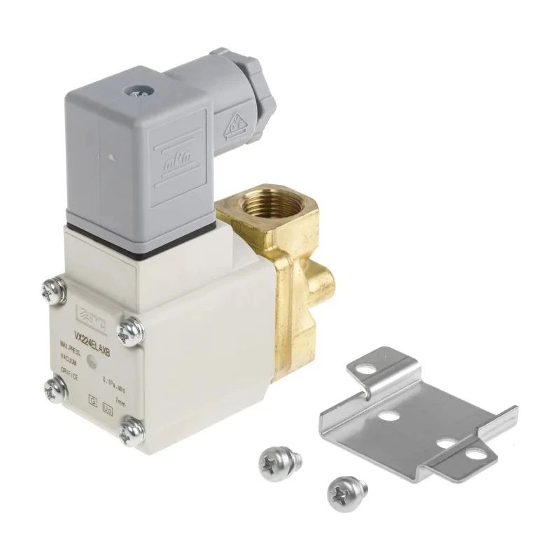 SMC Pneumatic Solenoid Valve 2/2 NC Solenoid/Spring G VX Series, Brass Body, 230V AC, 1/4 in Port Size VX224ELAXB