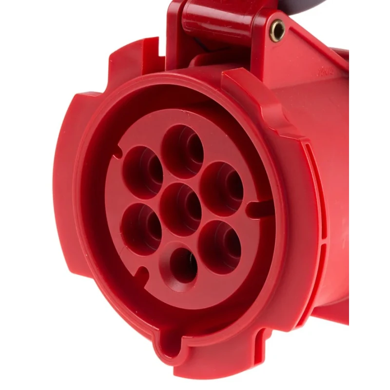 Scame Industrial Power Connector 32A 415V IP67 Red Panel Mount 6P+PE Optima IP67